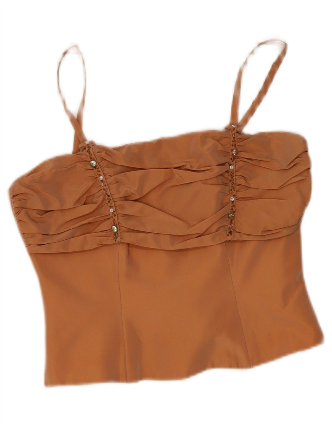 Conjunto de saia feminina vintage de 2 peças IT 44 médio W28 acetato bege