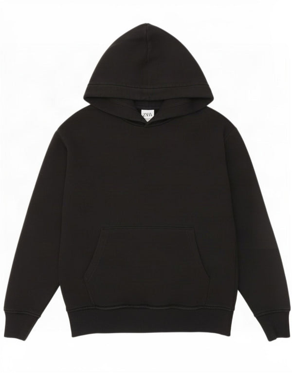Zara Mens Hoodie Jumper Médio Algodão Preto