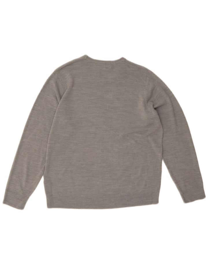 Suéter masculino Marks & Spencer com gola redonda grande acrílico cinza