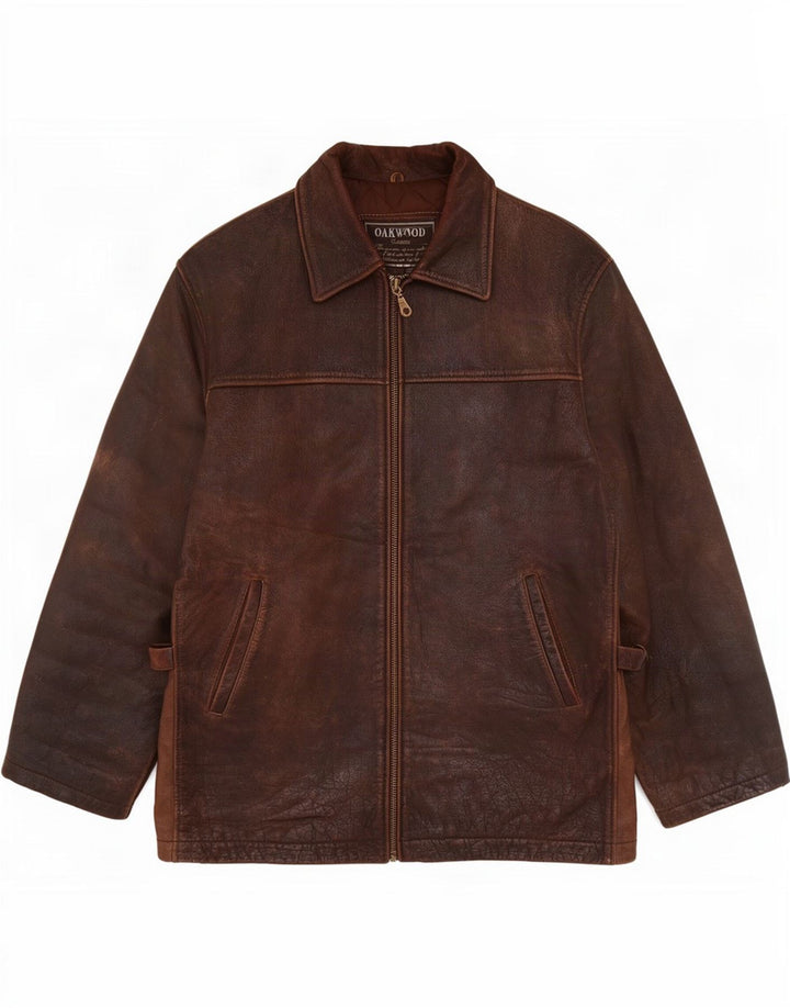 Jaqueta de couro masculina Oakwood UK 38 marrom médio
