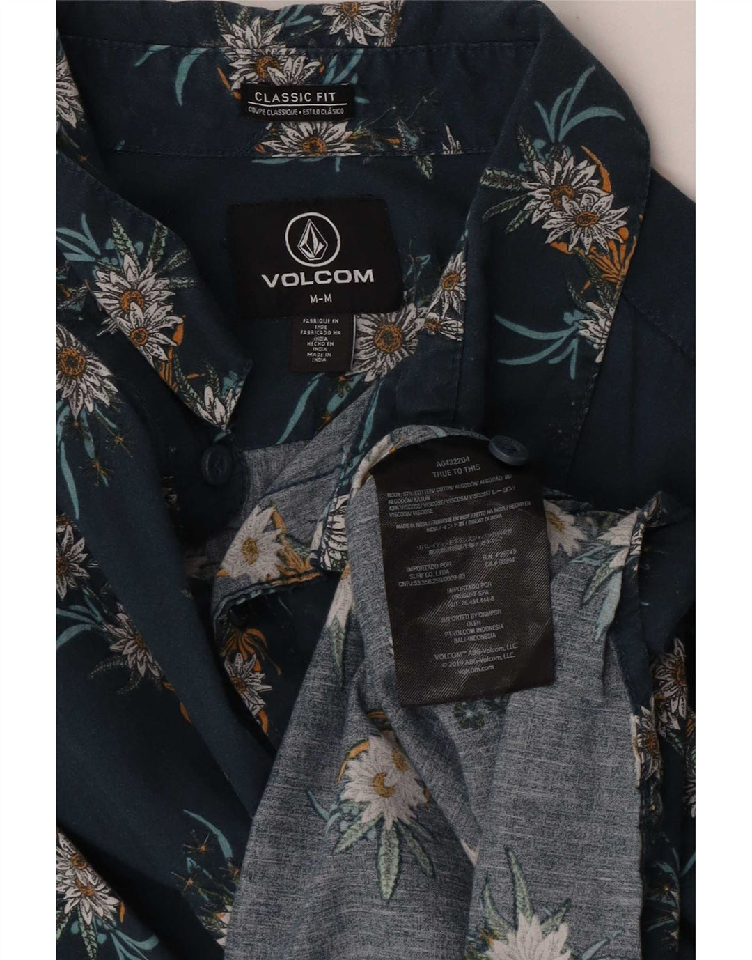 Camisa masculina de manga curta Classic Fit da Volcom, algodão floral azul médio