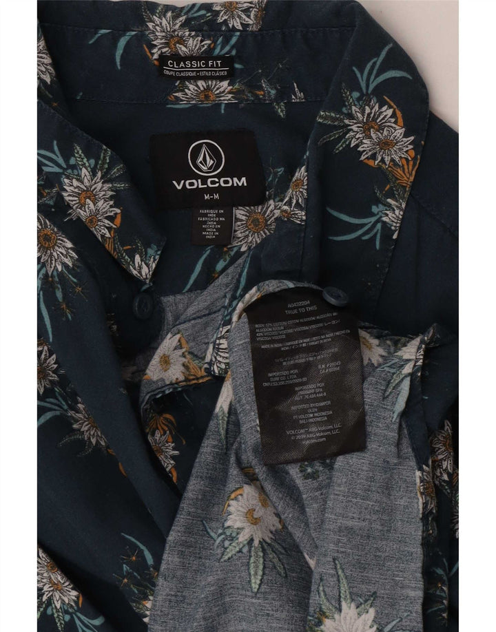 Camisa masculina de manga curta Classic Fit da Volcom, algodão floral azul médio