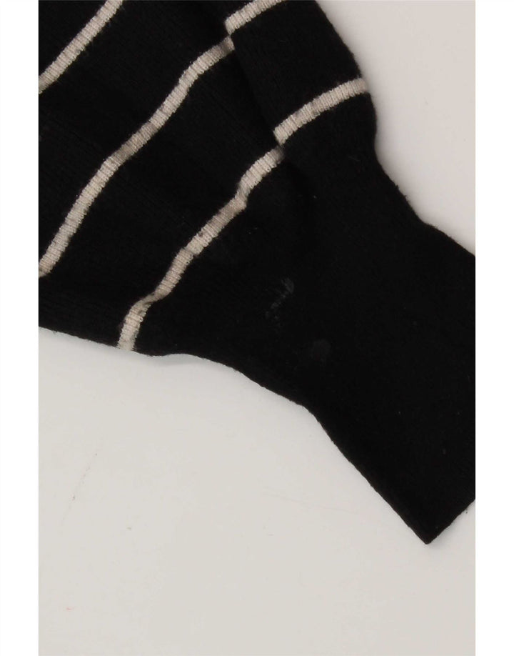 Suéter feminino Marks & Spencer com gola tartaruga Reino Unido 16 listrado preto grande