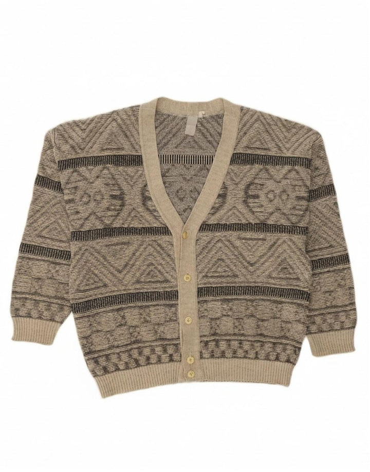 Suéter cardigã masculino VINTAGE XL cinza geométrico