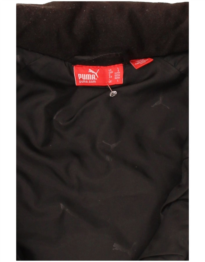 Jaqueta PUMA masculina acolchoada UK 40 grande bloco colorido preto