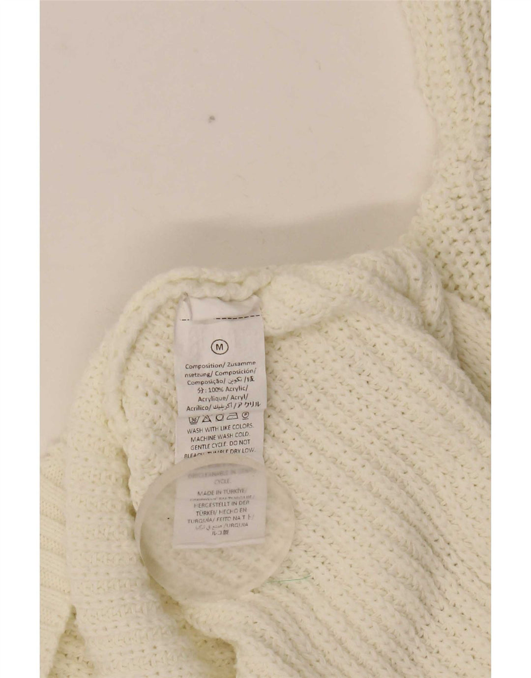 Suéter feminino vintage com gola canoa grande Reino Unido 14 médio branco