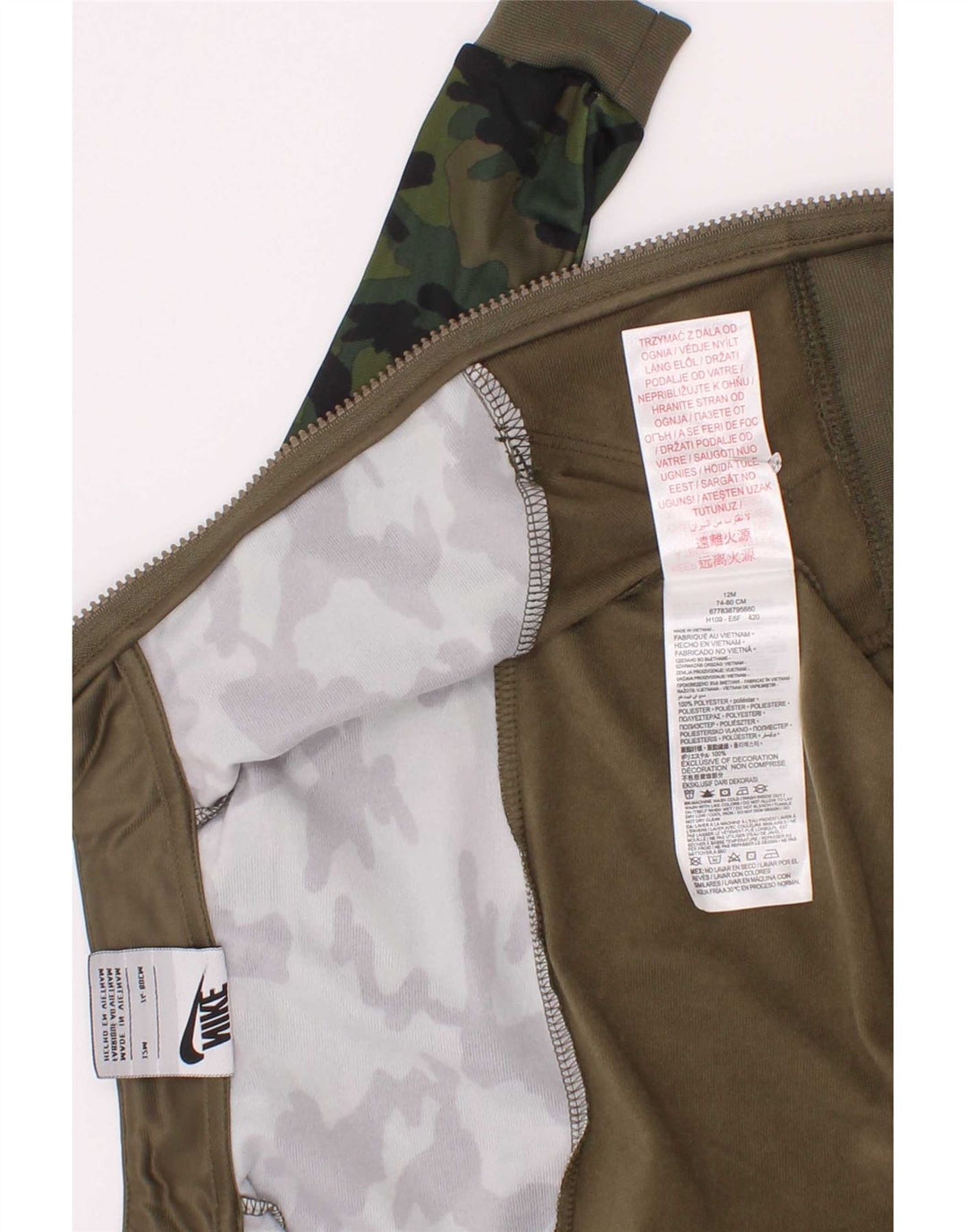 Jaqueta Nike Baby Boys Treino Top 9-12 Meses Cáqui Camuflagem Poliéster