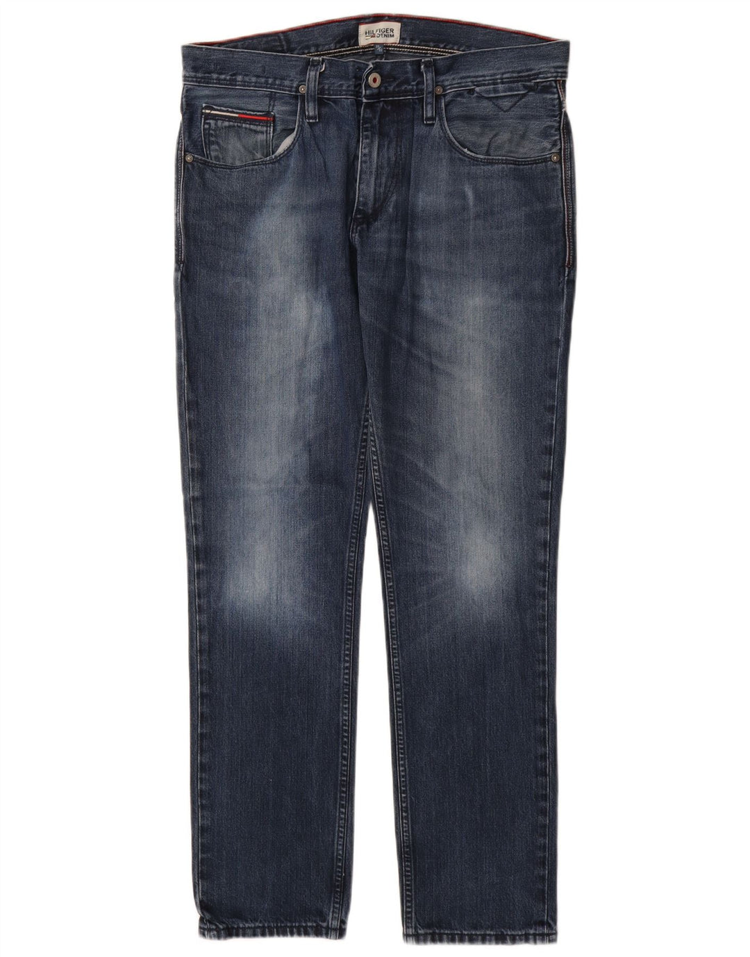 Jeans retos masculinos Tommy Hilfiger W33 L32 algodão azul marinho