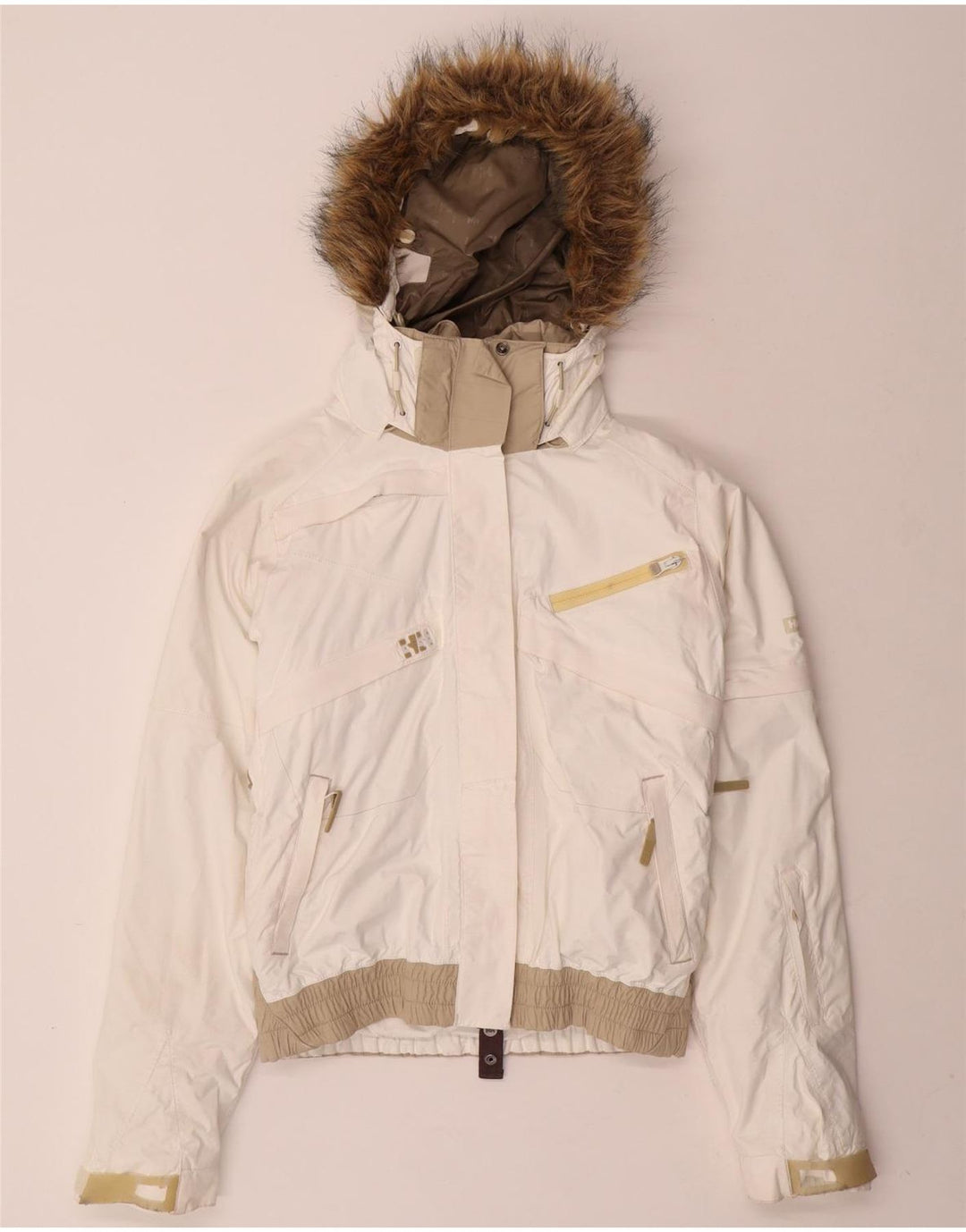 Jaqueta corta-vento feminina HELLY HANSEN com capuz grande UK 6 XS branco