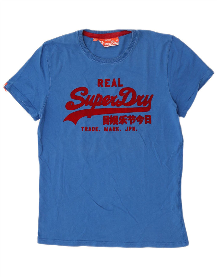 Camiseta masculina Superdry com estampa gráfica grande algodão azul