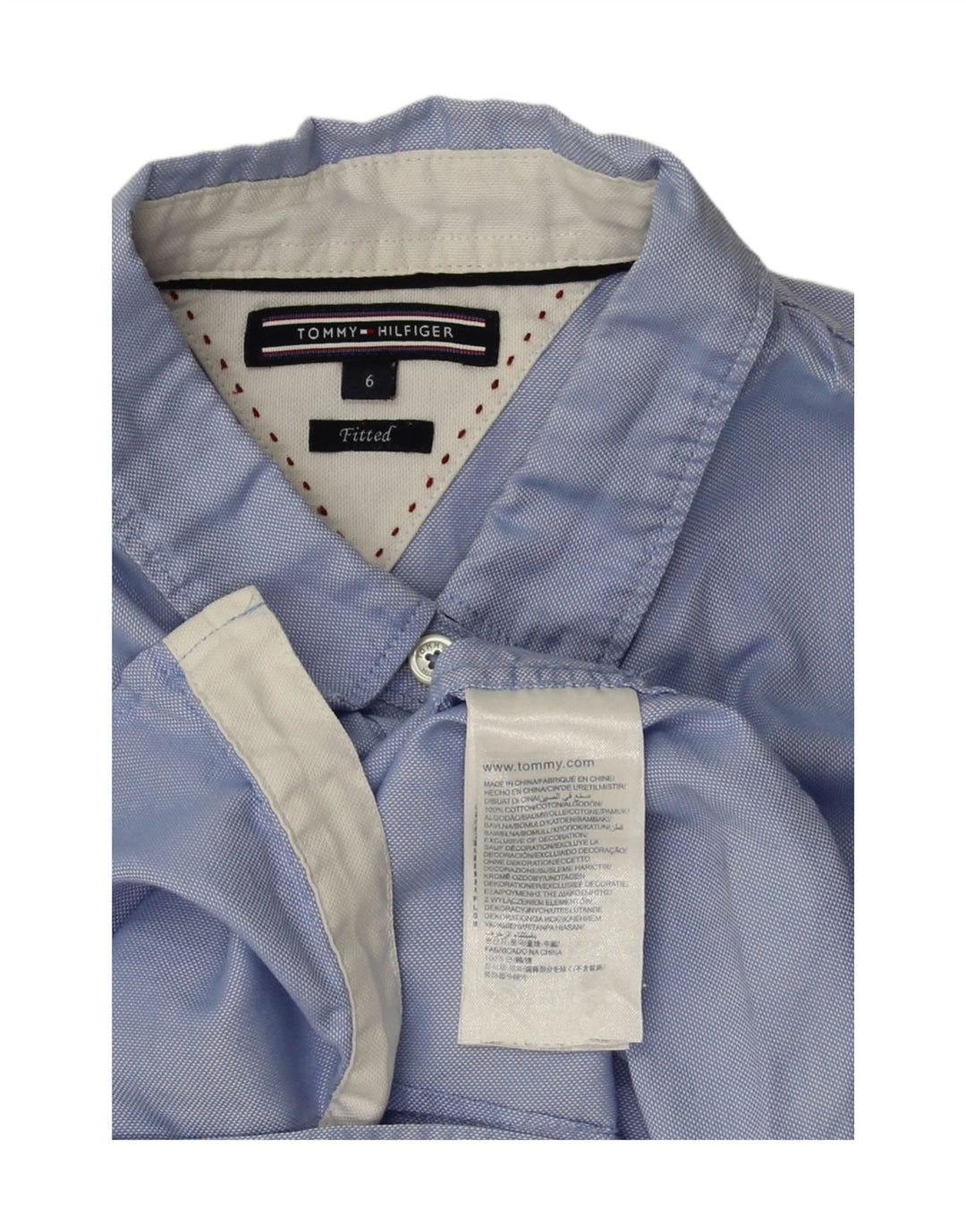 TOMMY HILFIGER Womens Fitted Shirt US 6 Medium Blue Cotton Vintage Tommy Hilfiger and Second-Hand Tommy Hilfiger from Messina Hembry 