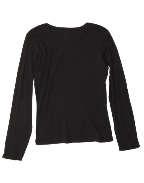 Top gráfico feminino Champion manga comprida UK 18 XL preto algodão esportivo