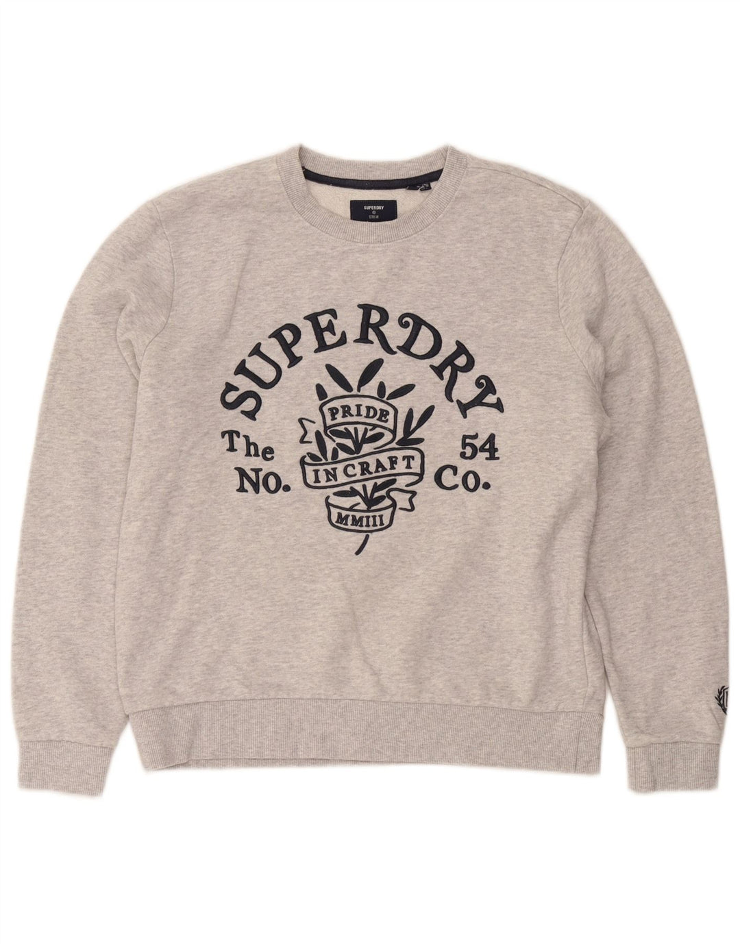 Superdry feminino gráfico oversized moletom jumper UK 10 pequeno algodão cinza