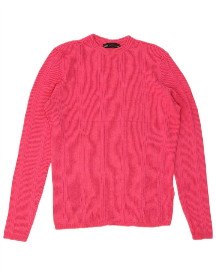 Suéter feminino Marks & Spencer com gola redonda Reino Unido 12 viscose rosa médio