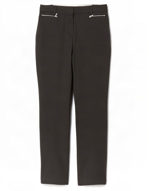 Calça casual feminina de cintura alta Marks & Spencer Reino Unido 10 pequena W30 L32 cinza