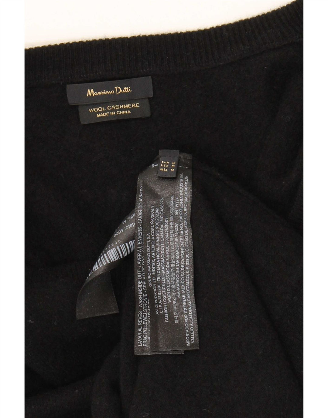 Suéter feminino Massimo Dutti com decote em V Reino Unido 14 lã preta média