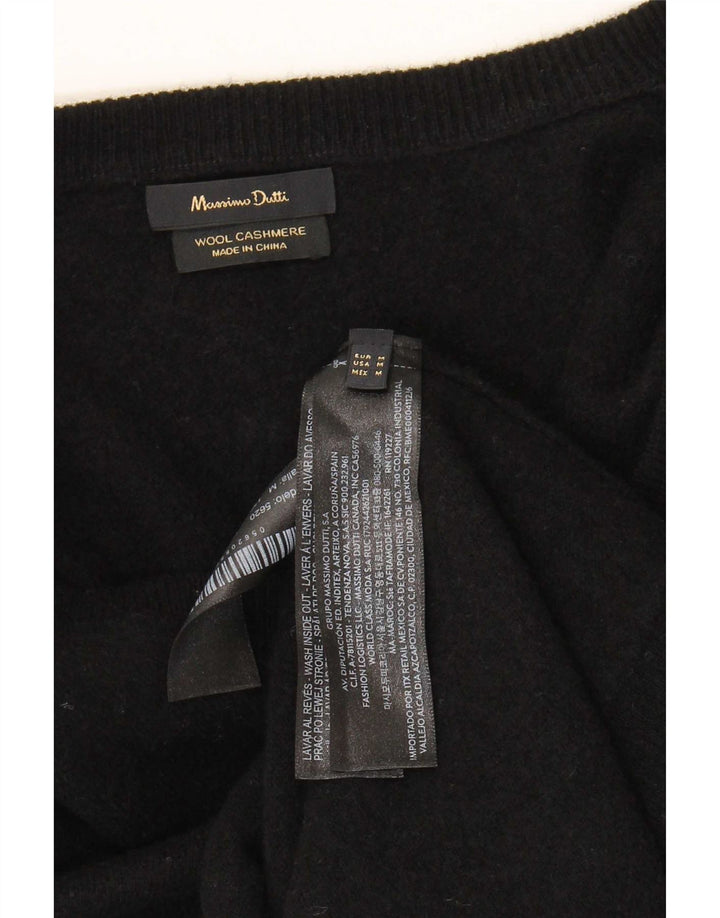 Suéter feminino Massimo Dutti com decote em V Reino Unido 14 lã preta média