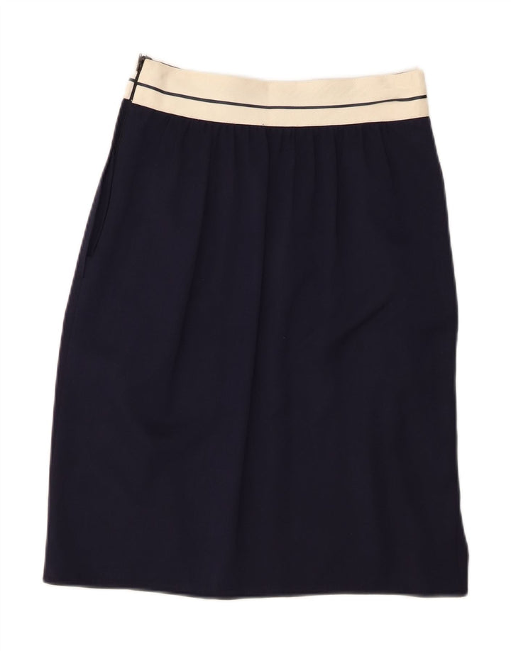 Saia reta feminina Ferretti Studio UK 12 médio W26 azul marinho rayon