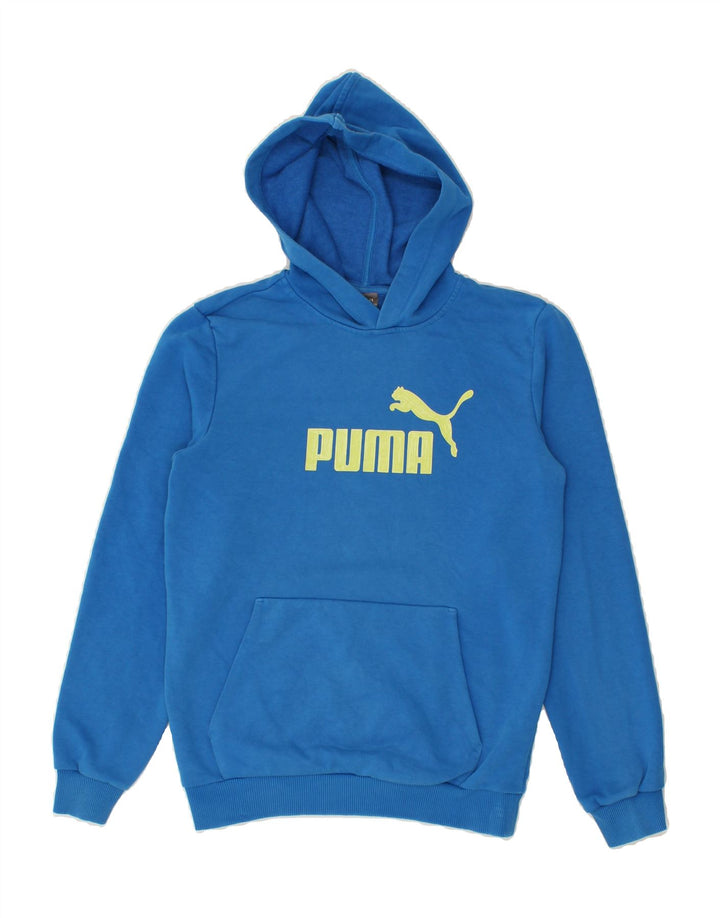 PUMA Boys Graphic Hoodie Jumper 13-14 Years Blue Cotton Vintage Puma and Second-Hand Puma from Messina Hembry 
