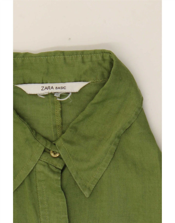 Camisa feminina manga 3/4 Zara Reino Unido 10 pequena verde