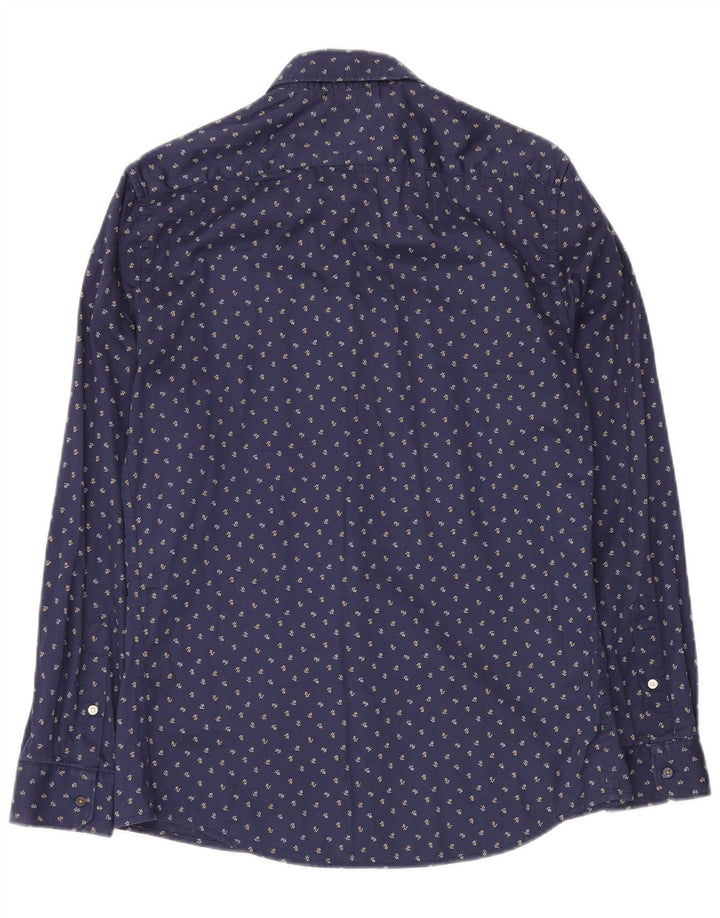 Camisa masculina ZARA Slim Fit médio azul marinho floral