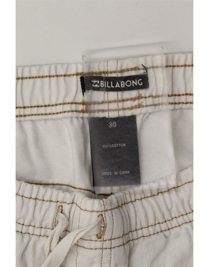 Shorts jeans feminino Billabong desgastado W30 algodão branco médio