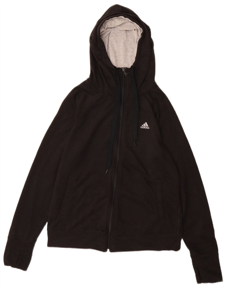 Suéter Adidas Feminino Climalite Zip com Capuz UK 12/14 Médio Preto Poliéster