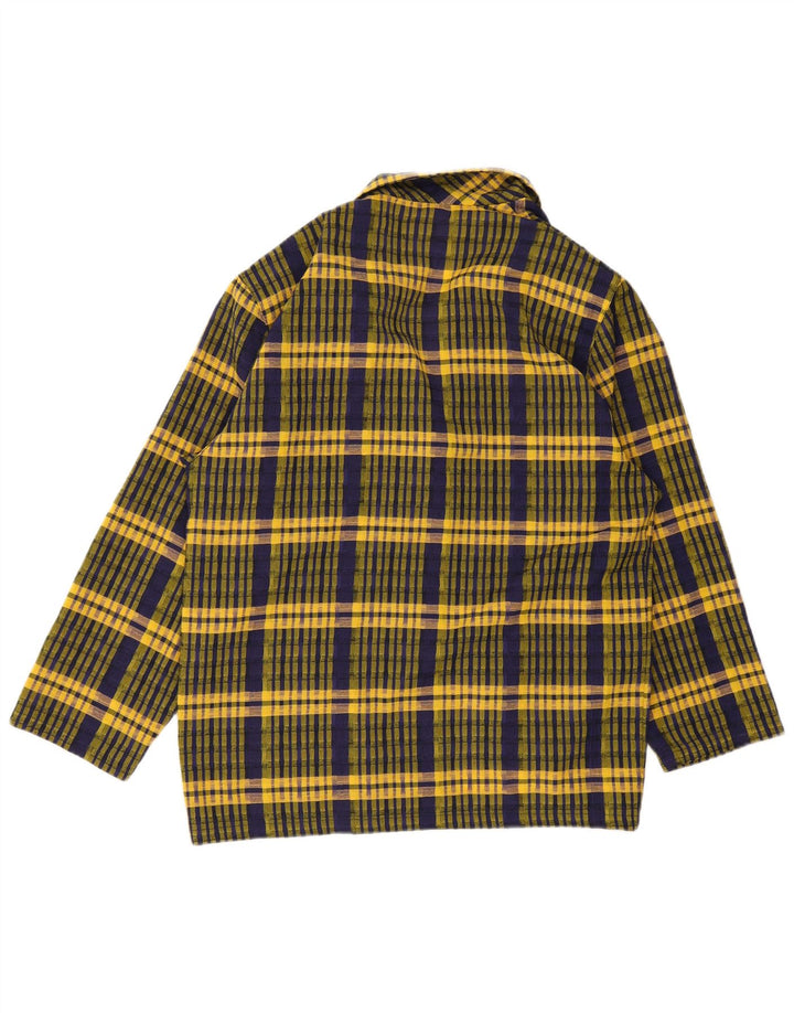 Jaqueta blazer feminina vintage com 2 botões Reino Unido 16 grande xadrez amarelo