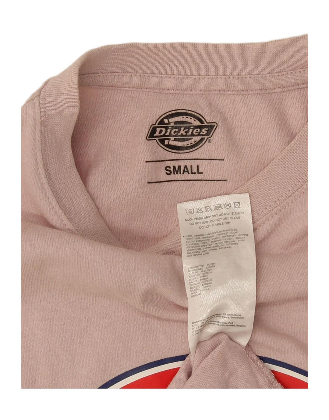 Camiseta gráfica masculina Dickies top pequeno algodão rosa