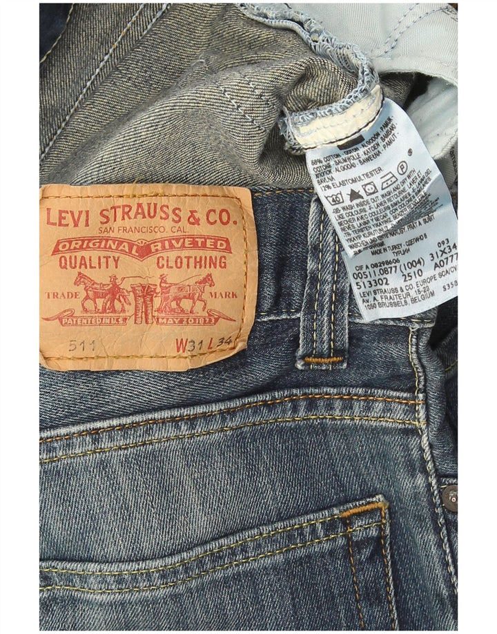 Levi's Masculino 511 Slim Jeans W31 L34 Azul Marinho Algodão