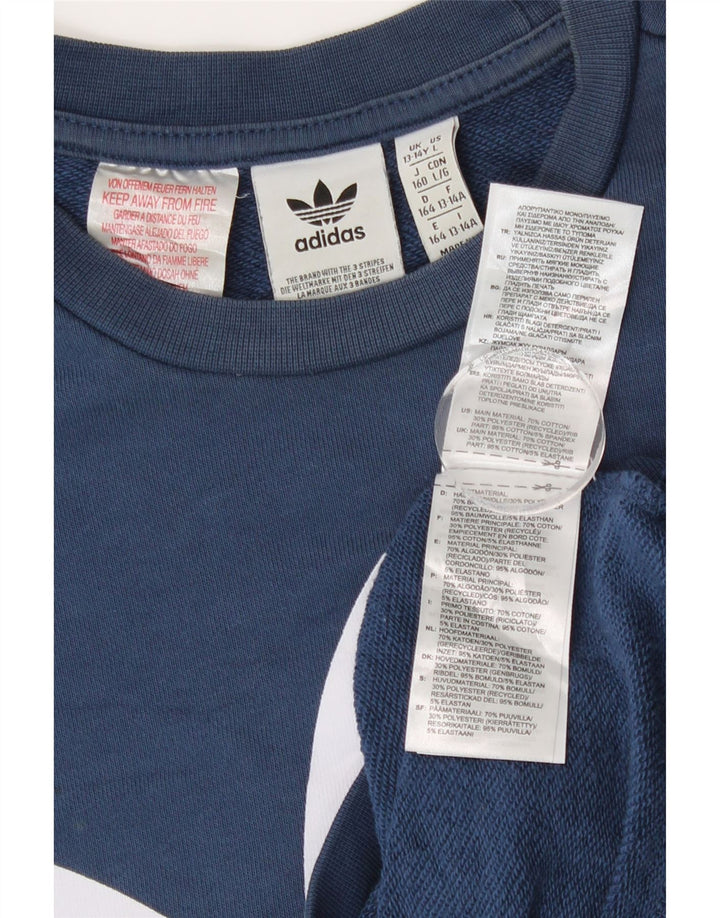 Adidas meninos moletom gráfico jumper 13-14 anos azul algodão