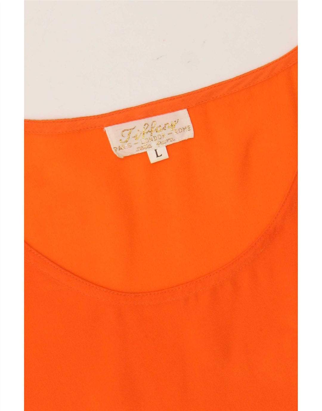 Blusa feminina sem mangas Tiffany Reino Unido 16 seda laranja grande