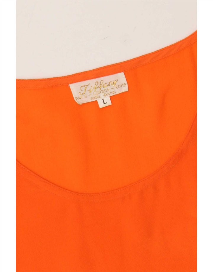 Blusa feminina sem mangas Tiffany Reino Unido 16 seda laranja grande