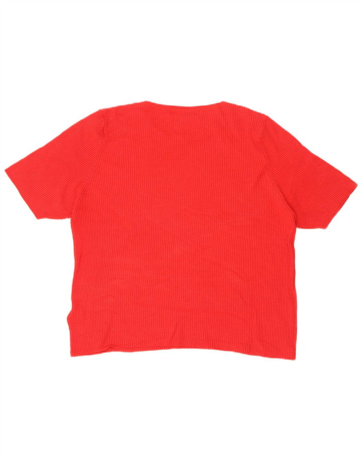 Camiseta feminina Marks & Spencer UK 18 XL viscose vermelha