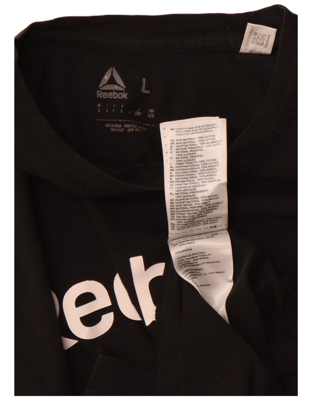 Camiseta feminina gráfica REEBOK Reino Unido 14 grande algodão preto