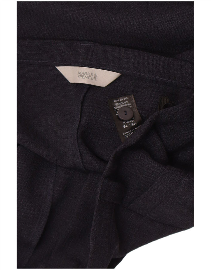 Saia midi feminina Marks & Spencer Reino Unido 16 grande W32 azul marinho poliéster