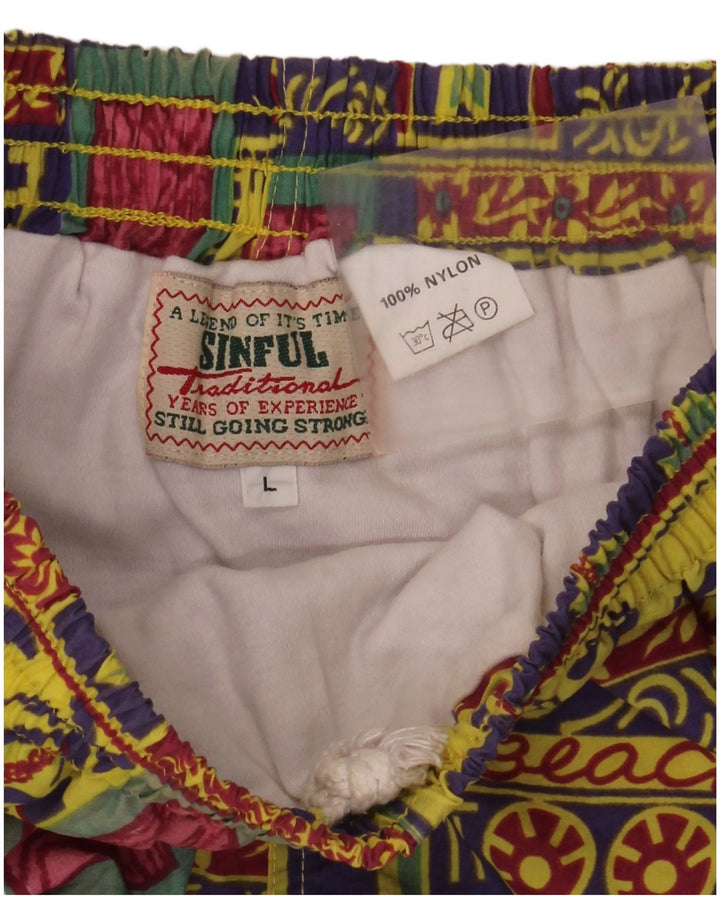 Sinful Mens Graphic Sport Shorts grandes retalhos multicoloridos havaianos