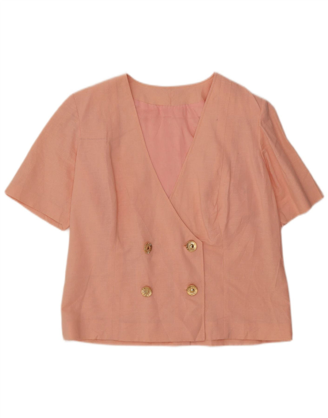 Jaqueta blazer feminina vintage de manga curta com peito duplo Reino Unido 14 rosa médio