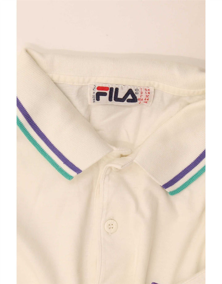 Camisa polo gráfica masculina Fila IT 54 XL branca