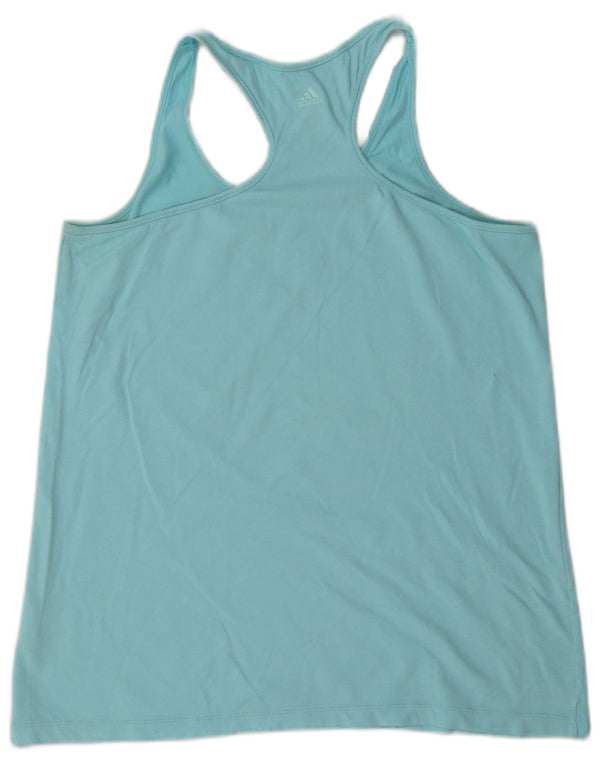 Adidas Womens Climalite Graphic Vest Top UK 16/18 Grande Azul Algodão