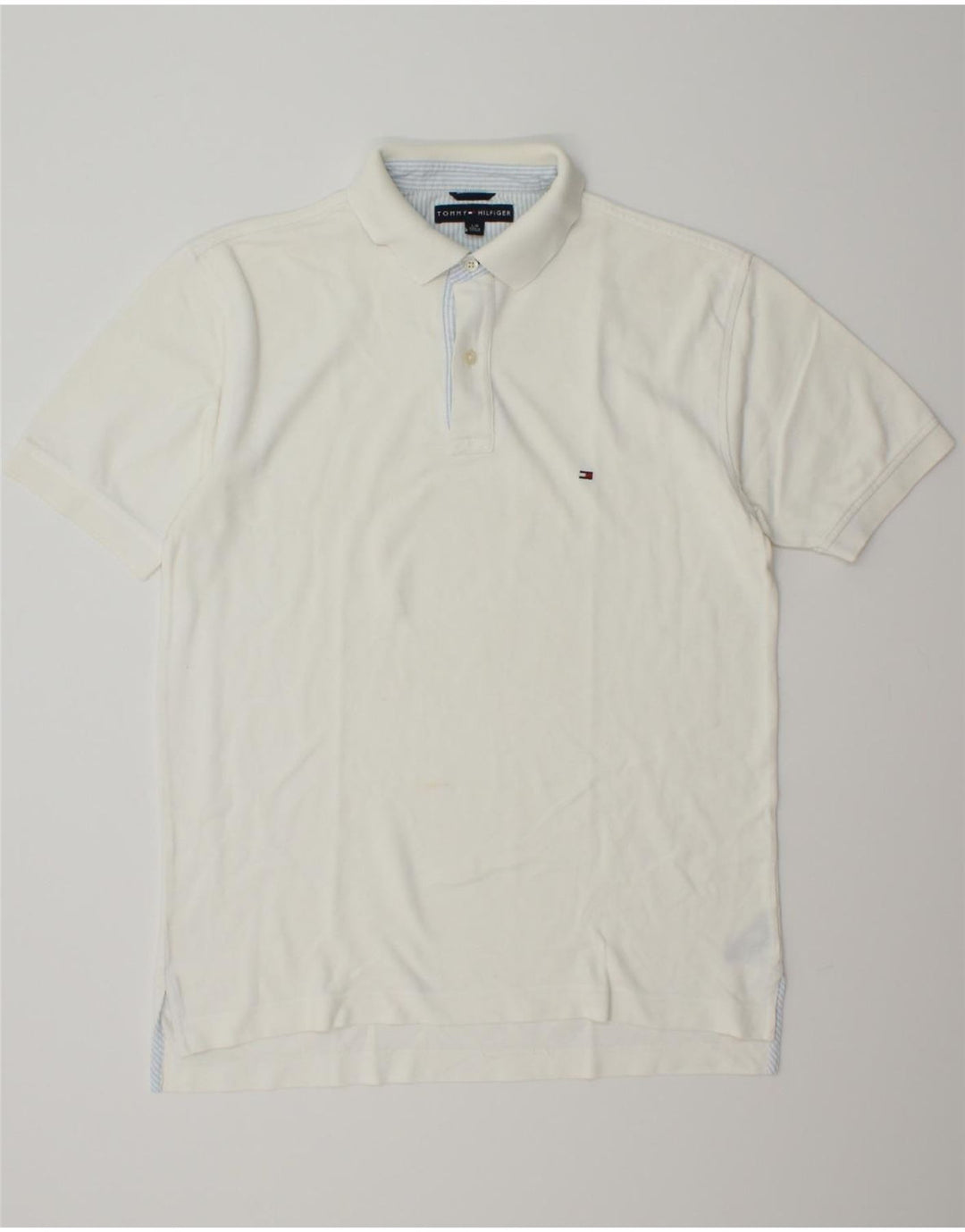 TOMMY HILFIGER Mens Polo Shirt Large White Cotton Vintage Tommy Hilfiger and Second-Hand Tommy Hilfiger from Messina Hembry 