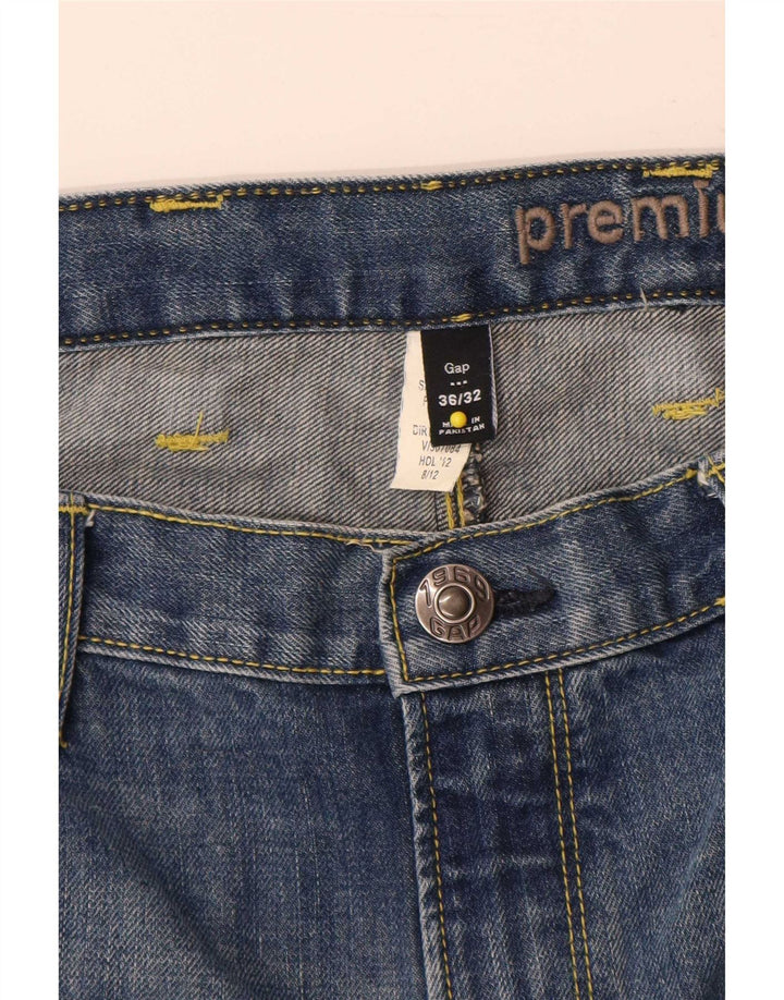 Gap Masculino Premium Slim Straight Jeans W36 L32 Azul Algodão