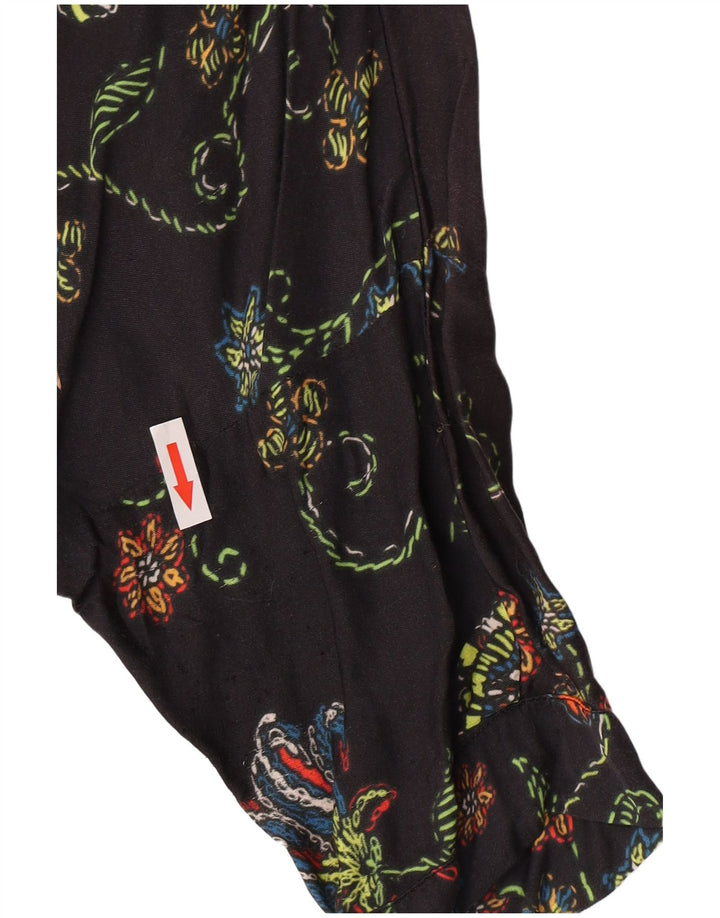 Top túnica feminina Desigual UK 12 médio preto floral