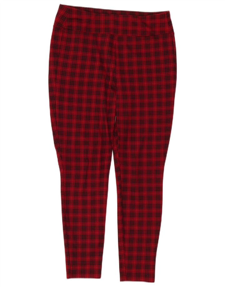 Calça feminina casual skinny Gap média W30 L26 xadrez vermelho