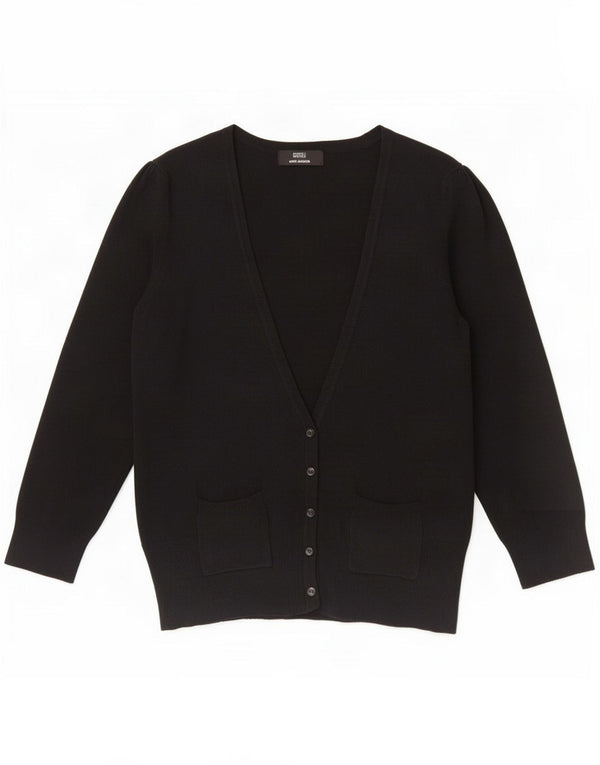 Suéter cardigã feminino de manga 3/4 da Marks & Spencer Reino Unido 12 médio preto