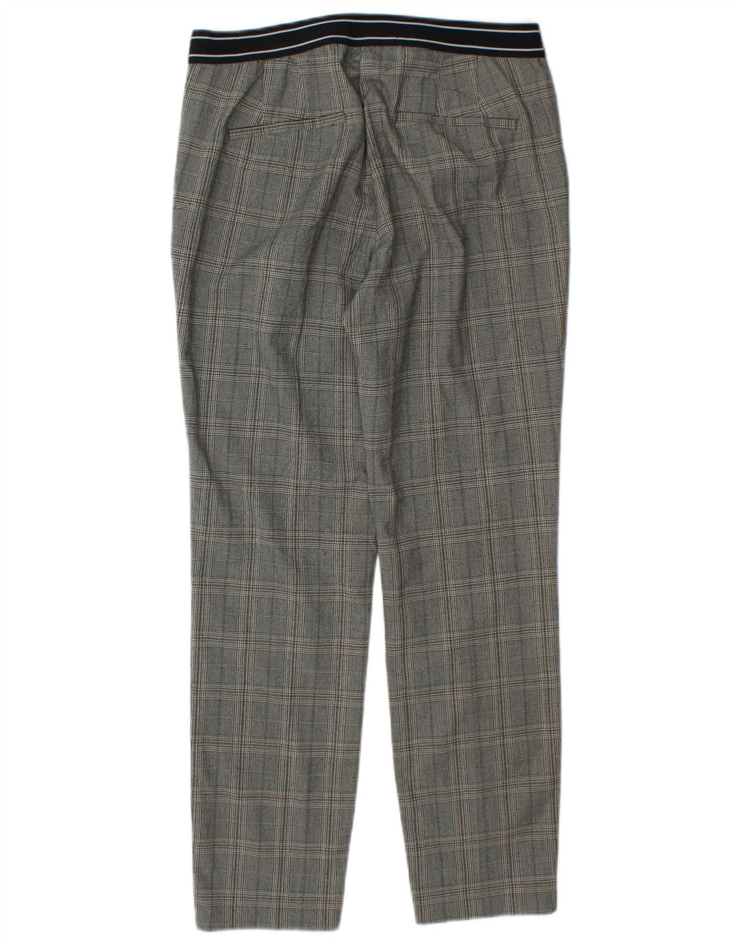 Zara Calça feminina reta de terno médio W28 L27 cinza xadrez poliéster