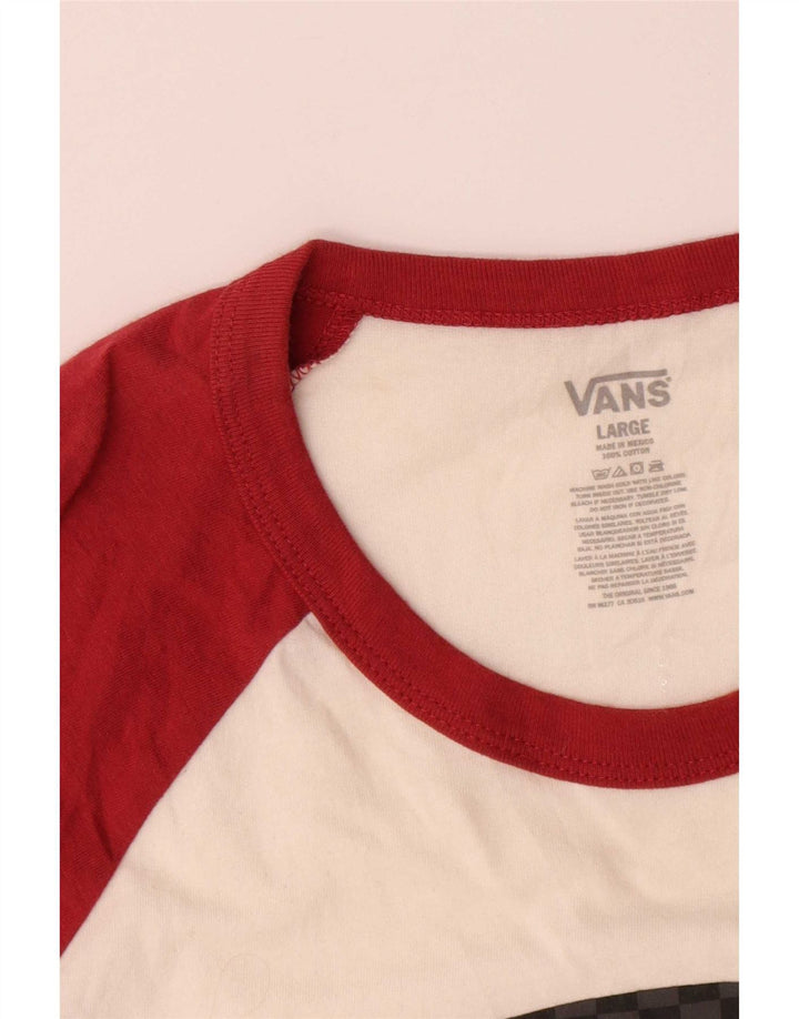 Top gráfico feminino Vans manga 3/4 grande algodão colorblock branco