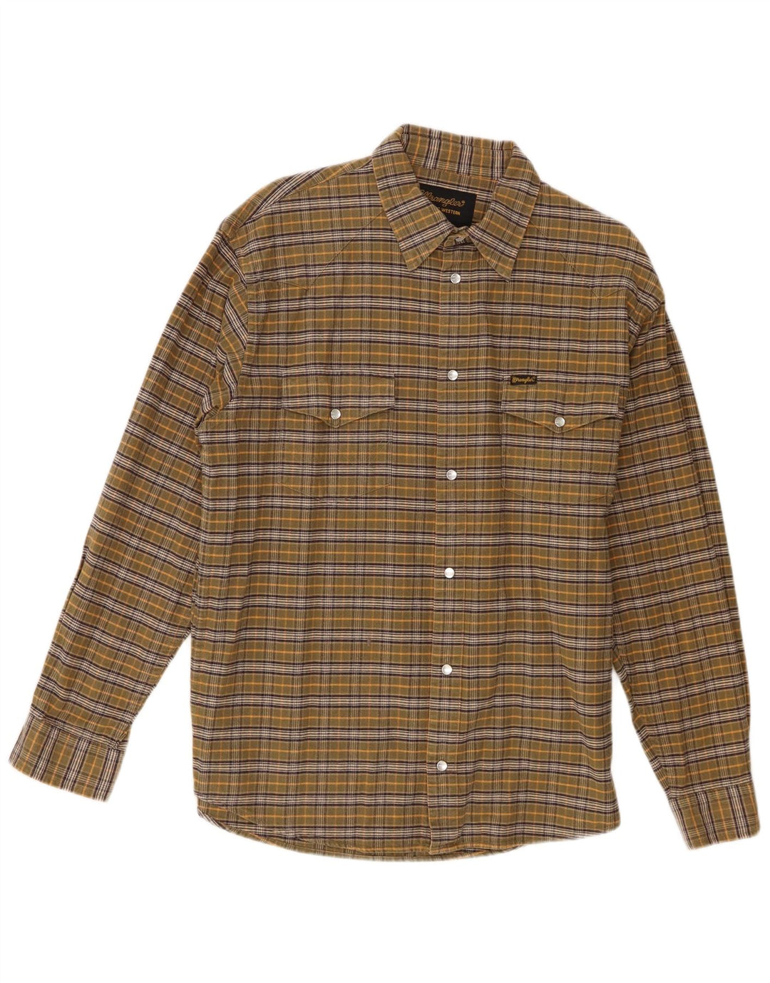 Camisa masculina de flanela Wrangler grande algodão xadrez cáqui