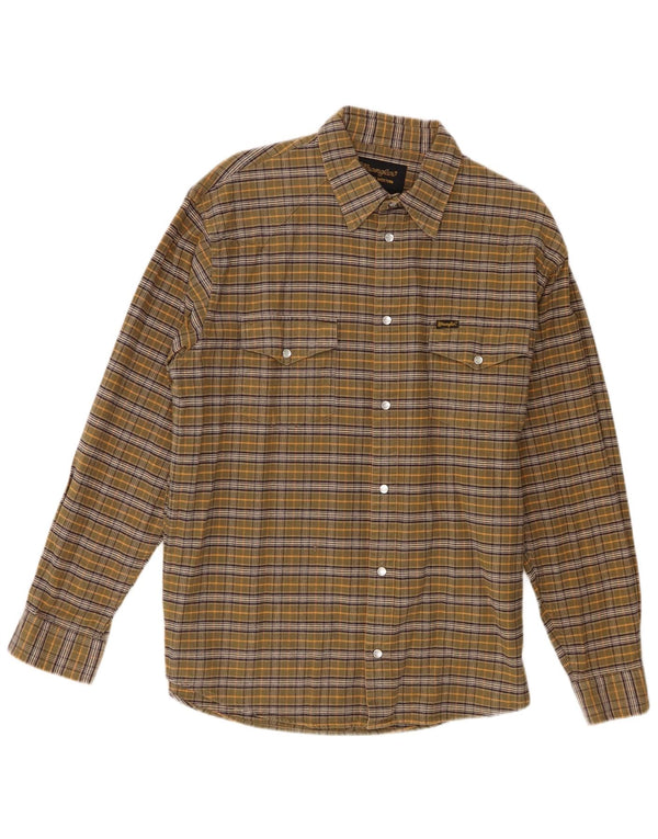 Camisa masculina de flanela Wrangler grande algodão xadrez cáqui