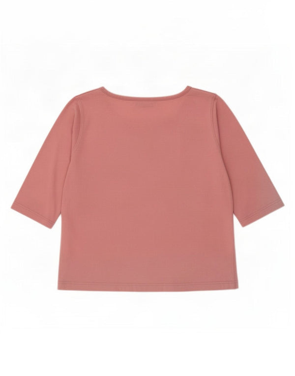 Top feminino Asics manga 3/4 UK 12 algodão rosa médio